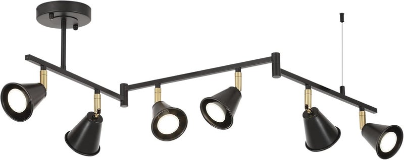 SEEBLEN 6-Light Modern Track Lighting Fixtures Ceiling, Flexible Foldable Arm and Rotatable Light Head,Black Kitchen Track Lighting for Kitchen Islands, Dining Rooms, Bars, Closets, Workbenches. - Image 1